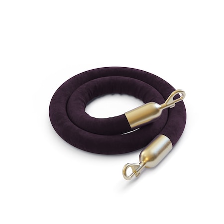 Montour Line Velvet Rope Purple With Satin Brass Snap Ends 8ft.Cotton Core PVR150-80-PE-SE-SB